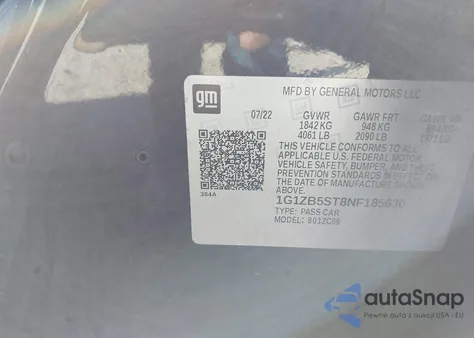 2022 Chevrolet Malibu Fwd Ls z USA, uszkodzony, nr VIN 1G1ZB5ST8NF185630